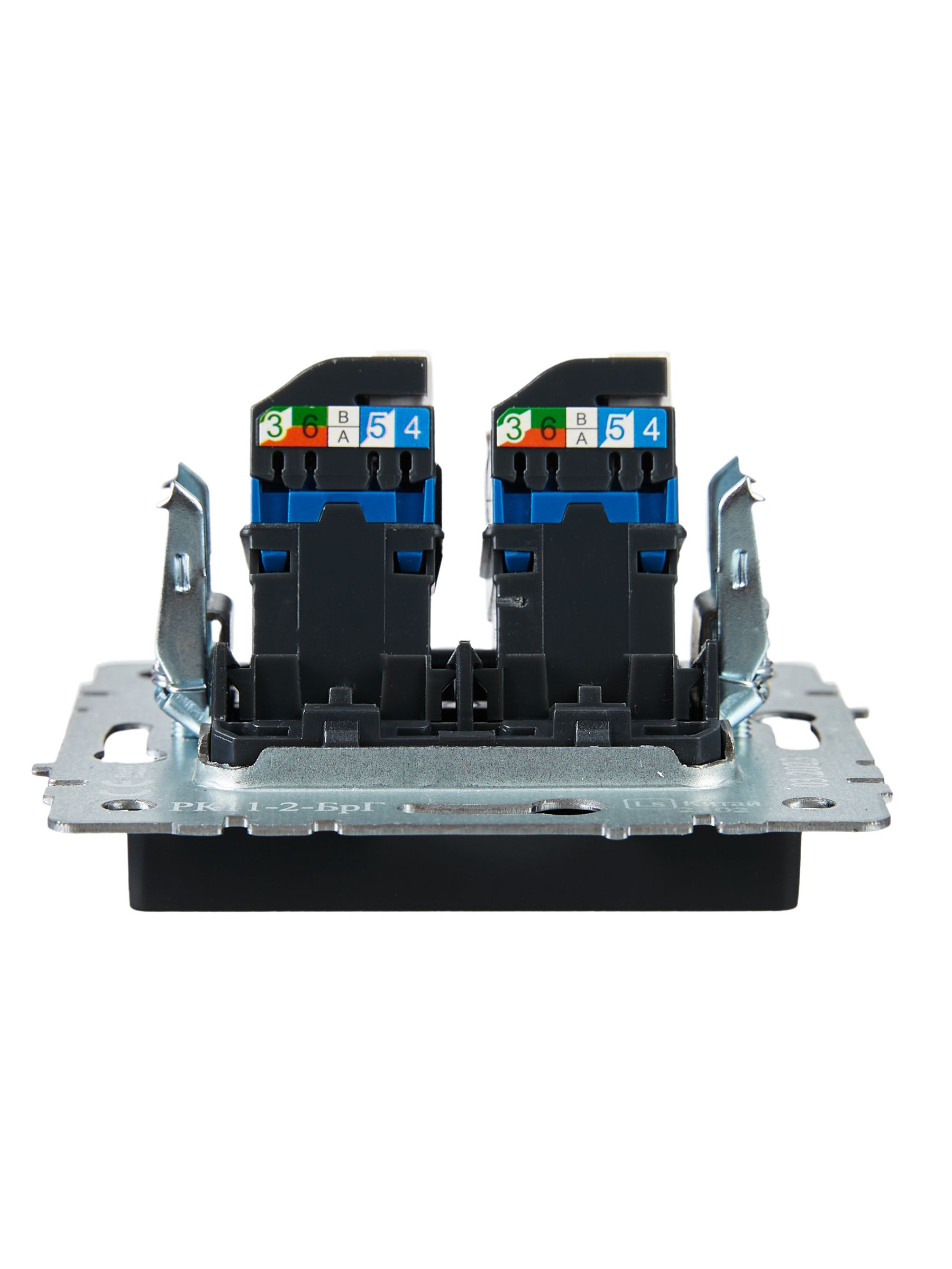 Розетка компьютерная двойная RJ45 BRITE кат.6 РК11-2-БрГ скрытой установки графит (BR-K20-2-K53)