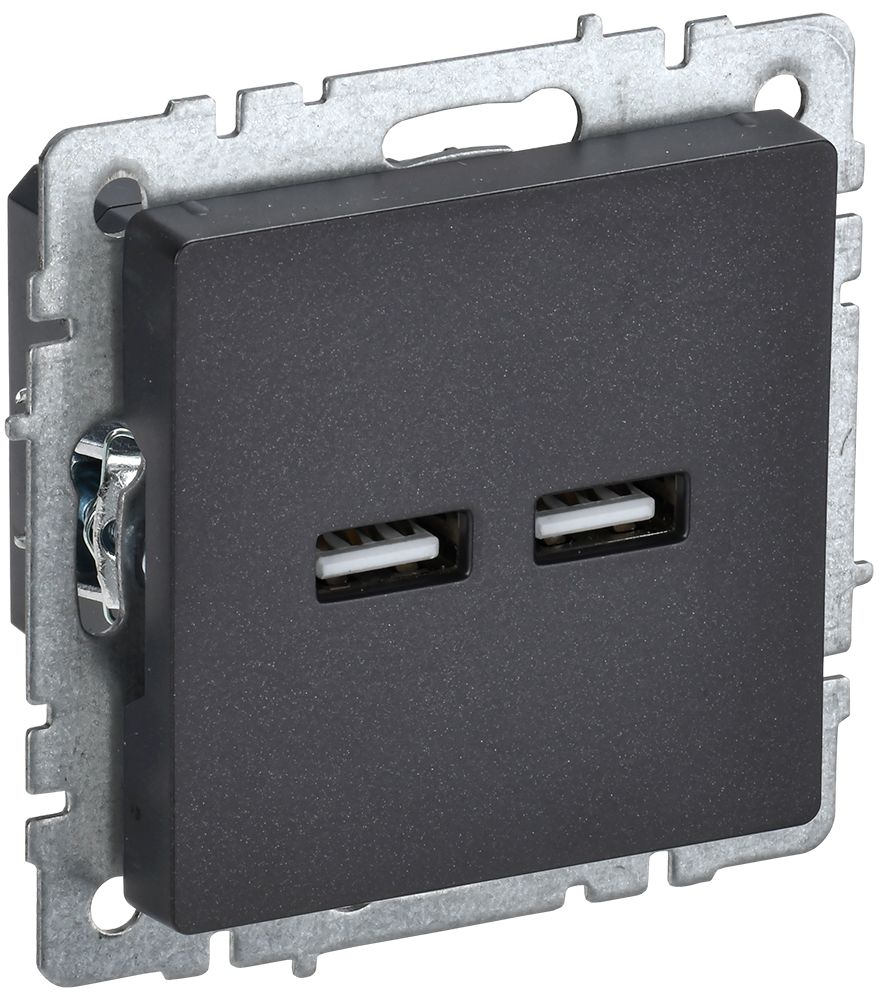 Розетка USB BRITE A+A 5В 3,1А РЮ10-1-БрЧ скрытой установки черный (BR-U21-D31-K02)
