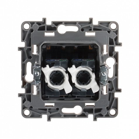ETIKA розетка компьютерная 2-местная RJ45, 6E UTP, скрытой установки, белый (672254)