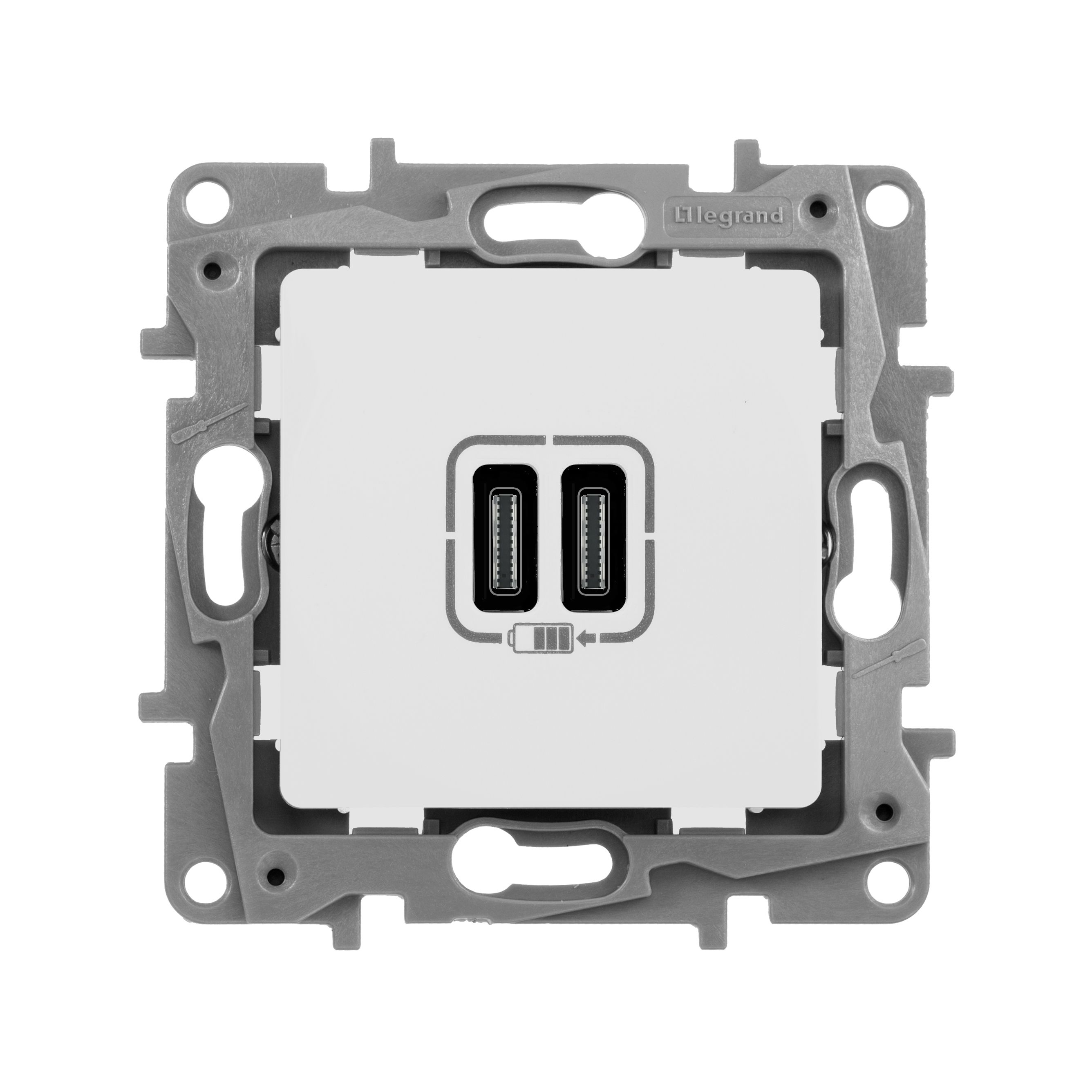 ETIKA розетка USB C+C 15Вт, скрытой установки, белый (672235)