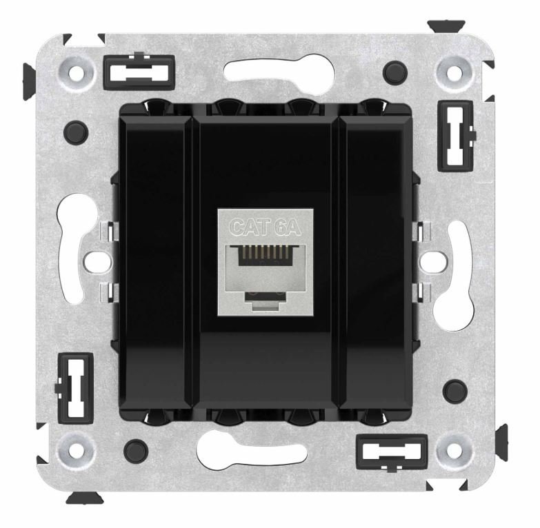 Розетка RJ-45 кат.6А одинарная экранированная Avanti черный квадрат (4402773)