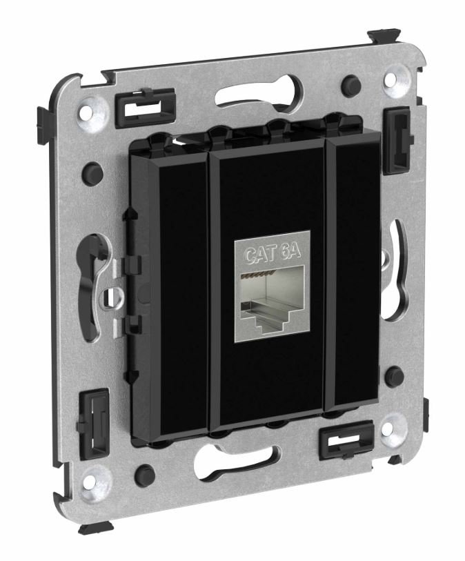 Розетка RJ-45 кат.6А одинарная экранированная Avanti черный квадрат (4402773)