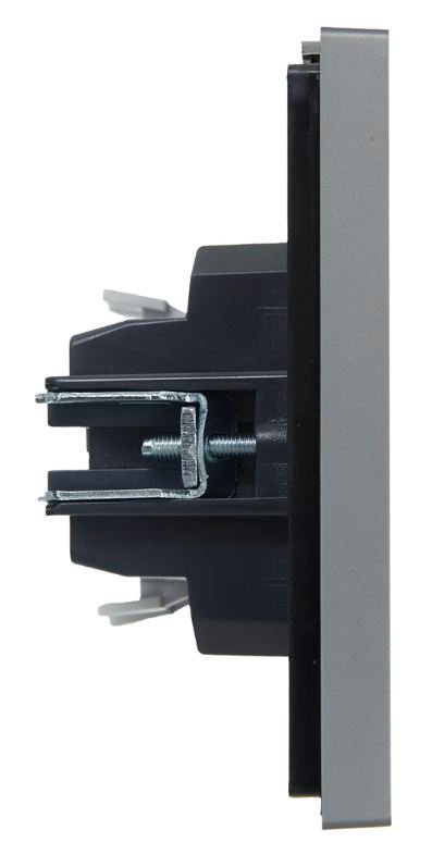 FORTE&PIANO Выключатель 1-клавишный проходной с индикацией FP504 скрытой установки 10А сталь (FP-V12-1-10-1-K46)