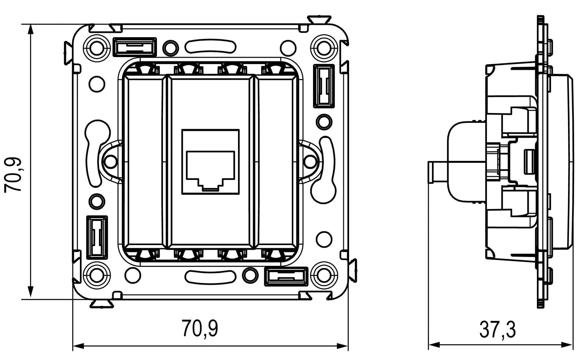 Розетка RJ-45 кат.6A одинарная Avanti черный квадрат (4402673)