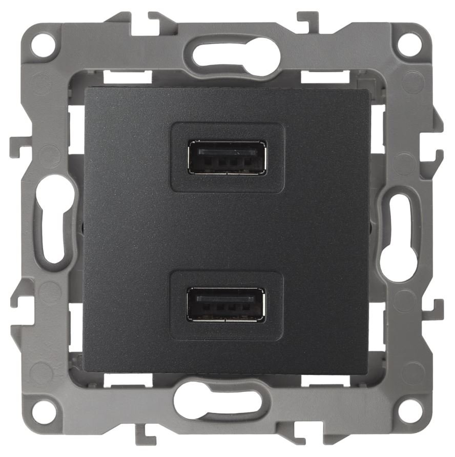 Зарядное устройство 12-4110-05 USB 230В/5В-2100мА IP20 антрацит ЭРА (Б0027495)