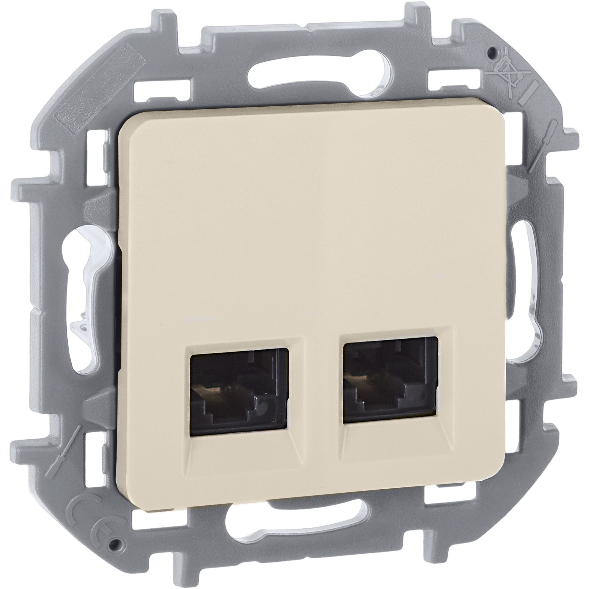 Inspiria розетка компьютерная двойная RJ45, 5e UTP, скрытой установки, слоновая кость (673836)