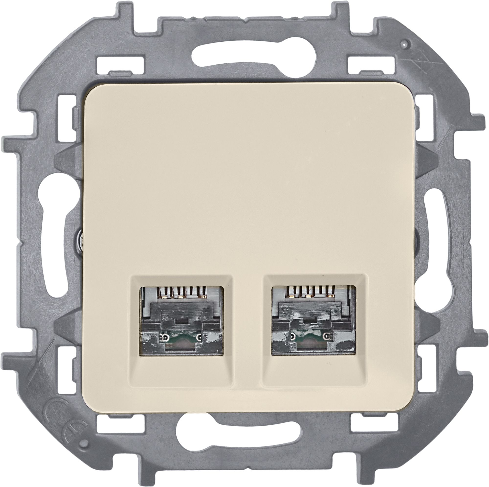 Inspiria розетка компьютерная двойная RJ45, 5e UTP, скрытой установки, слоновая кость (673836)