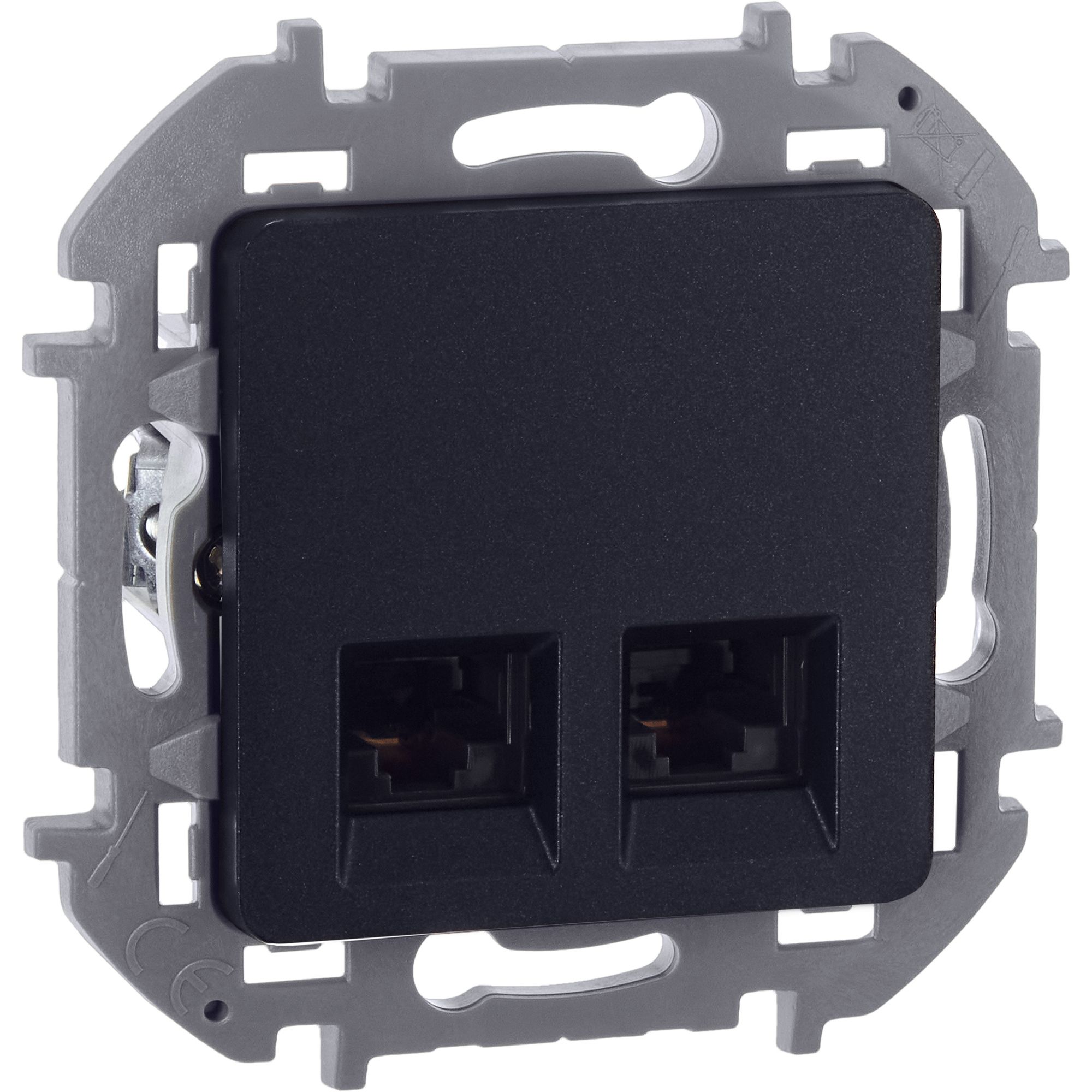Inspiria розетка компьютерная двойная RJ45, 5e UTP, скрытой установки, антрацит (673838)