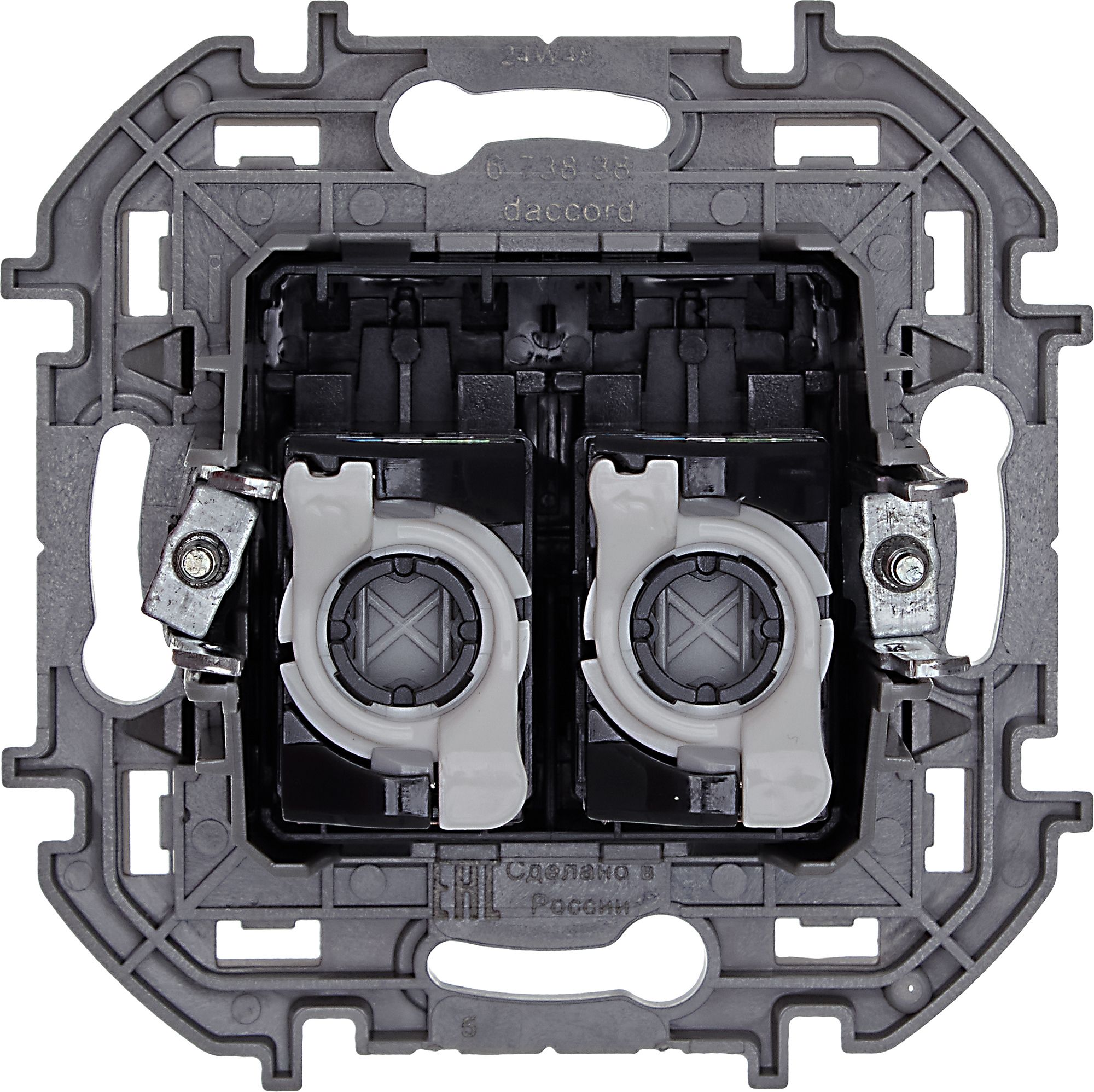 Inspiria розетка компьютерная двойная RJ45, 5e UTP, скрытой установки, антрацит (673838)