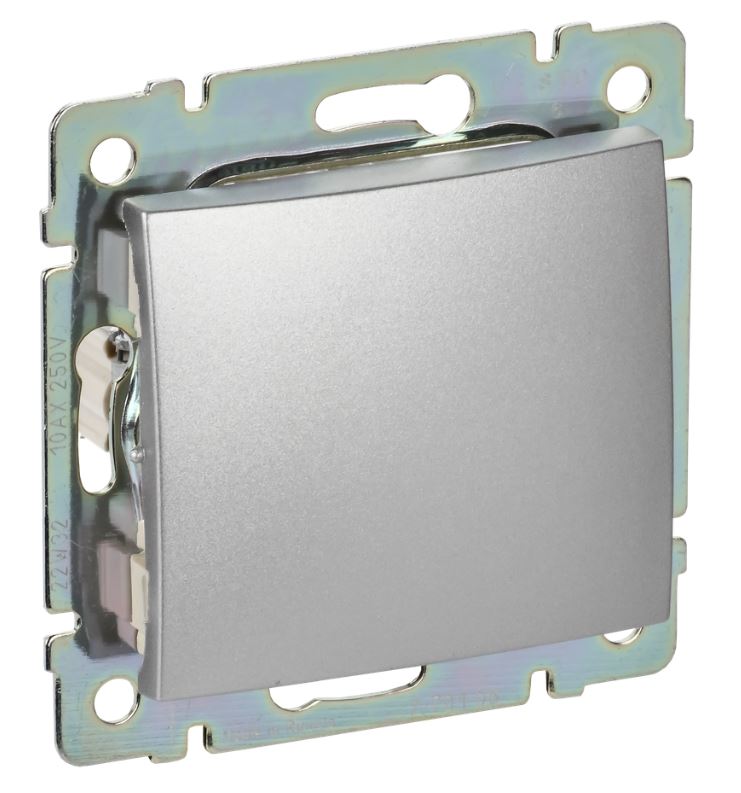 Valena переключатель 1-клавишный, скрытой установки, алюминий (770106)