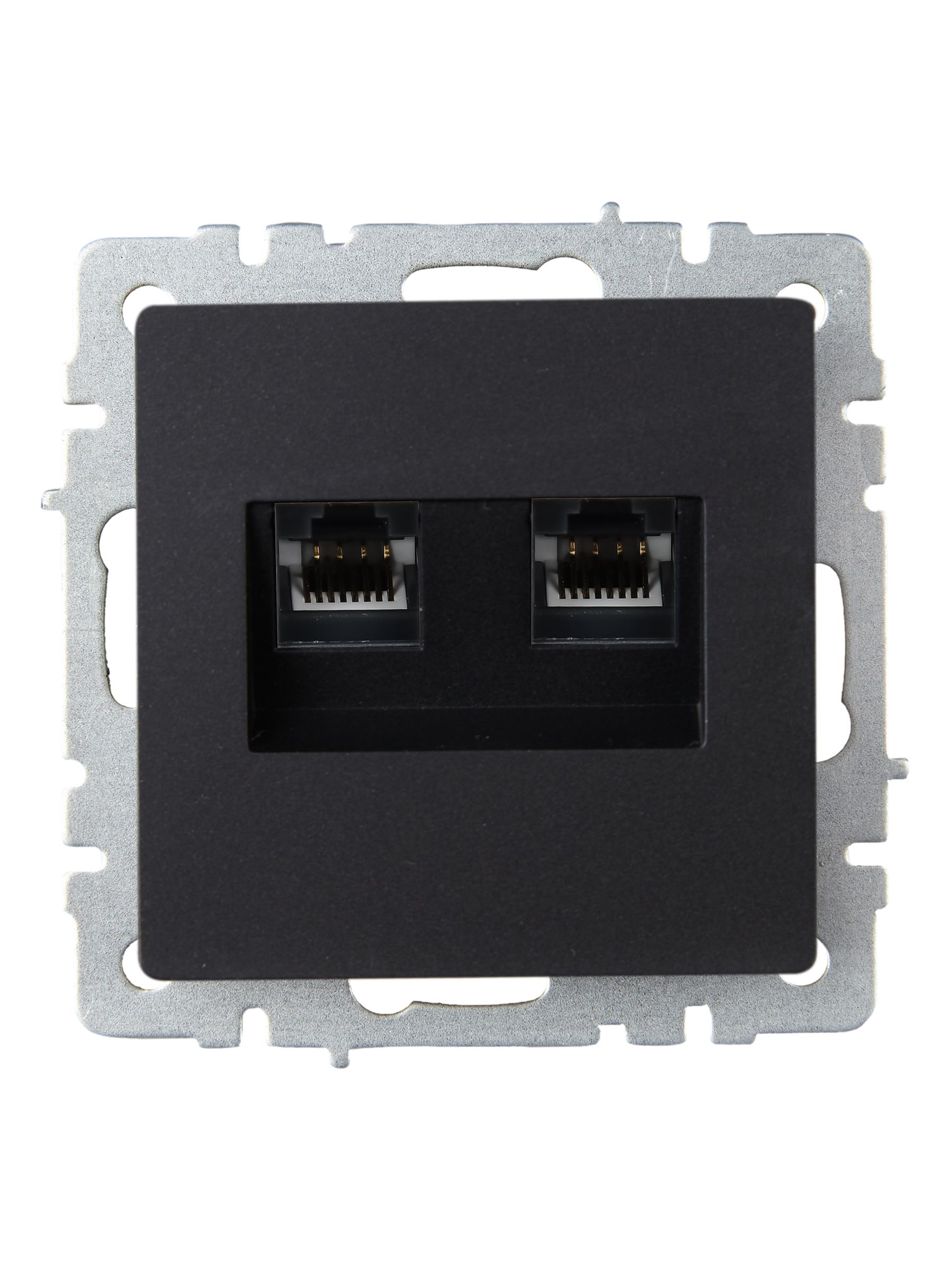 Розетка компьютерная двойная RJ45 BRITE кат.6 РК11-2-БрЧ скрытой установки черный (BR-K20-2-K02)