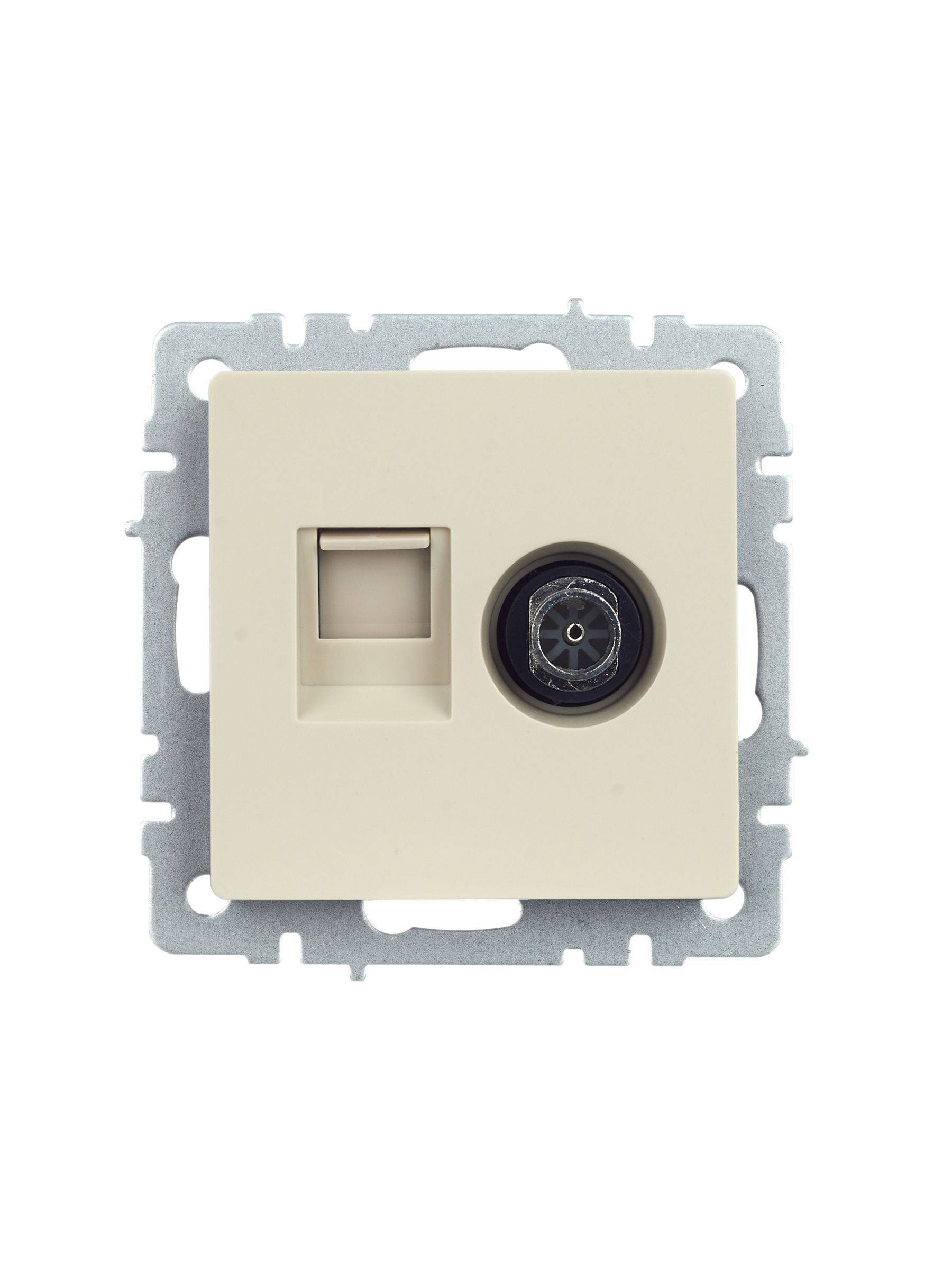 Розетка двойная TV+RJ45 BRITE кат.5E РТВ/РК12-БрКр скрытой установки бежевый (BR-AK20-1-K10)
