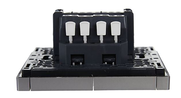FORTE&PIANO Выключатель 2-клавишный проходной FP507 скрытой установки 10А сталь (FP-V22-0-10-1-K46)