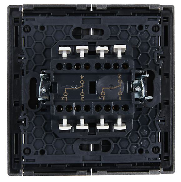 FORTE&PIANO Выключатель 2-клавишный проходной FP507 скрытой установки 10А сталь (FP-V22-0-10-1-K46)