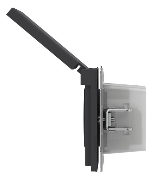 Розетка 2P+E KANT IP44 с защитными шторками с крышкой черный уголь (7012013)