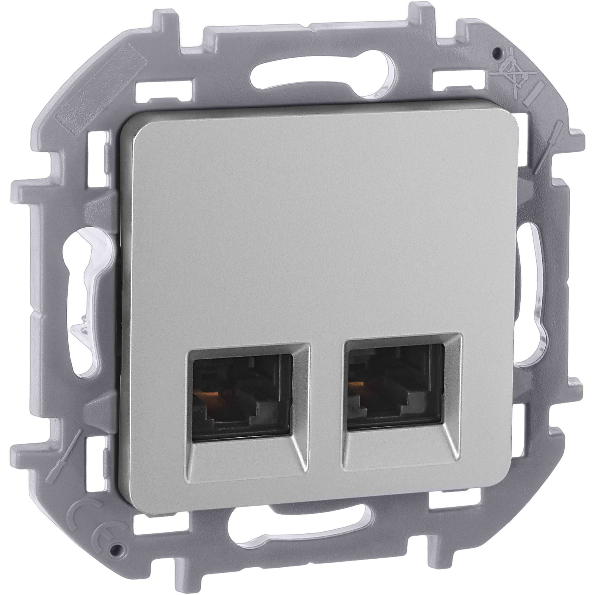 Inspiria розетка компьютерная двойная RJ45, 5e UTP, скрытой установки, алюминий (673837)