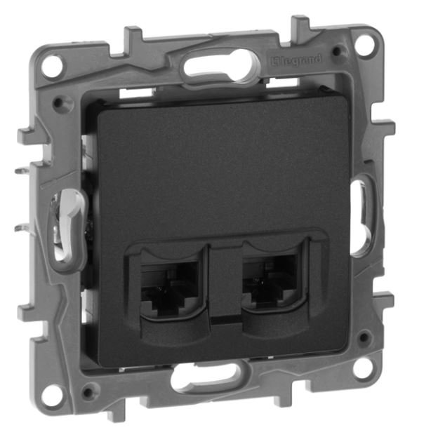 ETIKA розетка компьютерная RJ45, 5e UTP, скрытой установки, антрацит (672655)