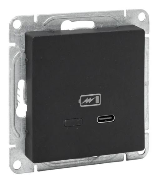Механизм розетки USB-С, быстрая, чёрная Эпика (UP1-SOB-USBCF)