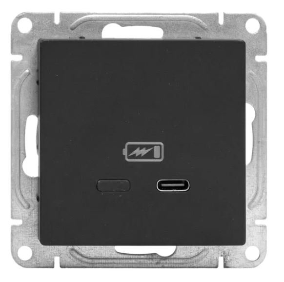 Механизм розетки USB-С, быстрая, чёрная Эпика (UP1-SOB-USBCF)