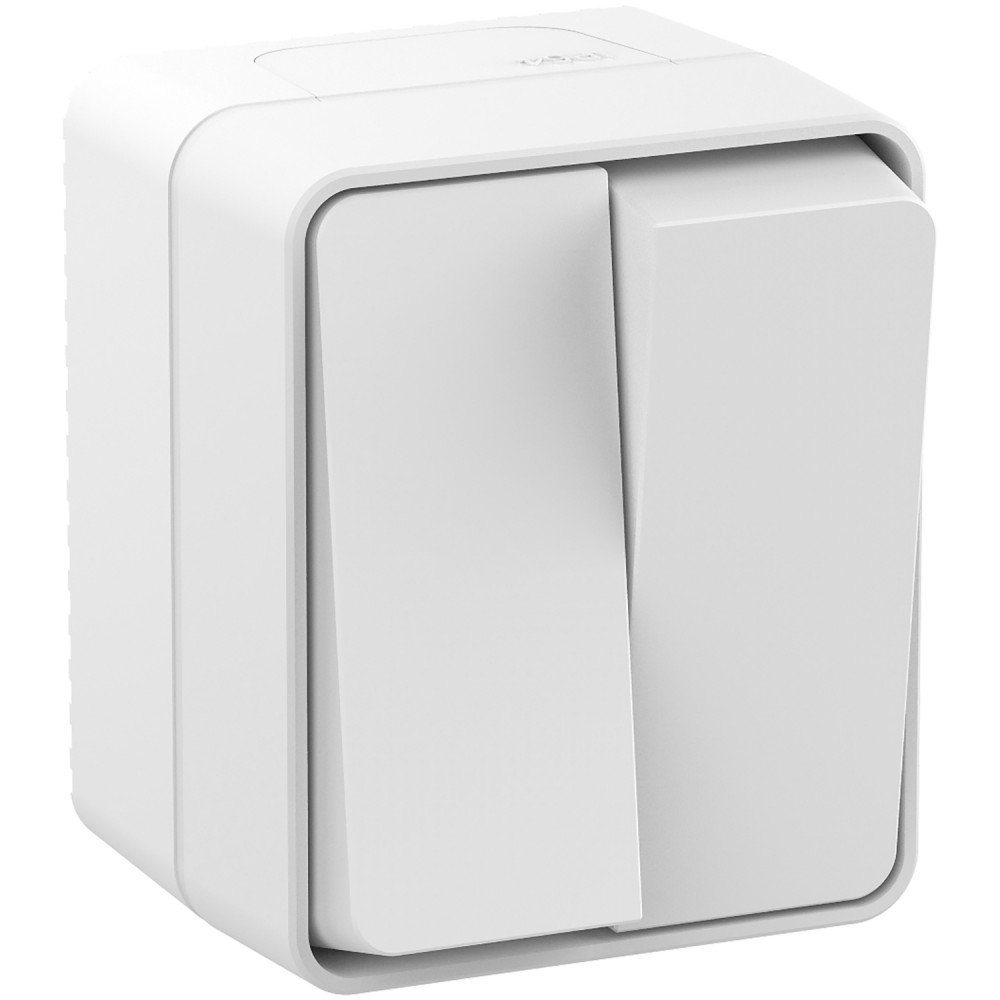 AtlasDesign PROFI54 выключатель 2-клавишный, открытой установки, белый (ATN540151)