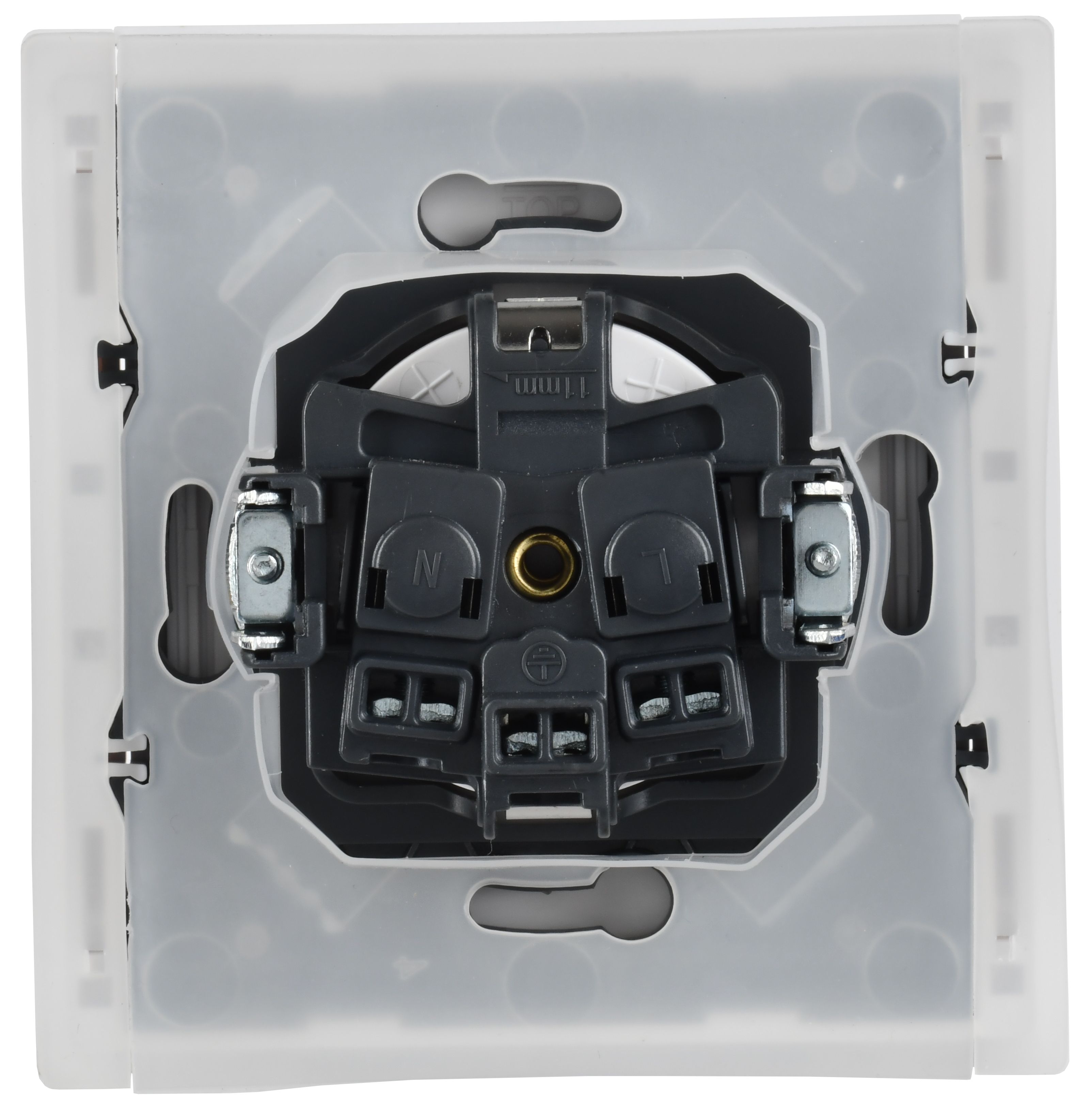 FORTE&PIANO Розетка 1-местная FP421 с заземлением с защитными шторками винтовое крепление скрытой установки 16А ваниль (FP-R16-16-44-K10)