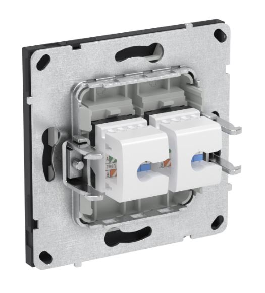 Розетка RJ-45 KANT 6А двойная черный уголь (7012674)