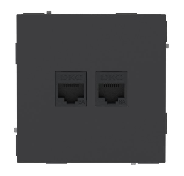 Розетка RJ-45 KANT 6А двойная черный уголь (7012674)