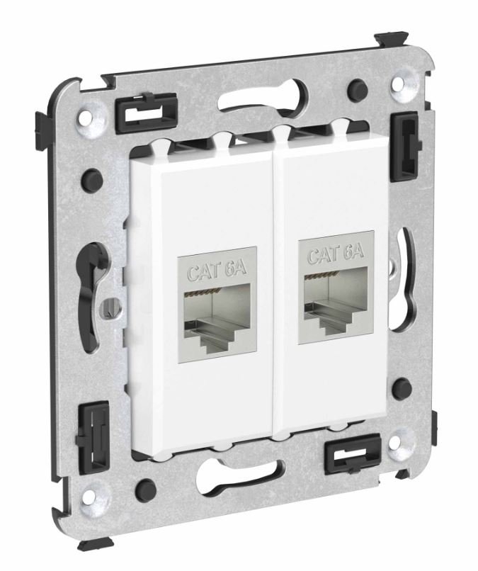 Розетка RJ-45 кат.6A двойная экранированная Avanti белое облако (4400774)