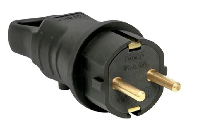 Марс Вилка угловая каучуковая 230В 2P+PE 16A IP44 (RPS-017-16-230-44)