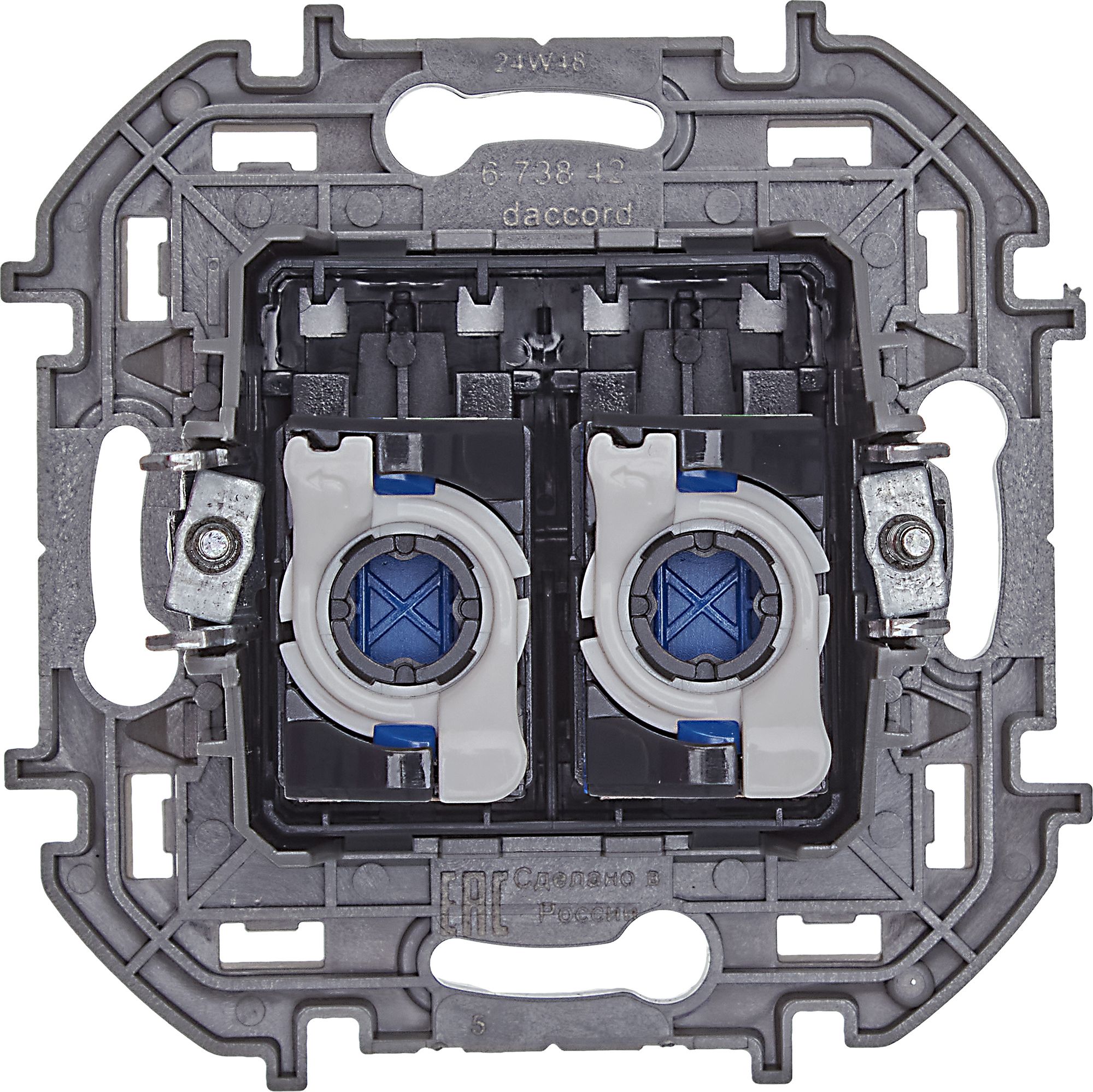 Inspiria розетка компьютерная двойная RJ45, 6 UTP, скрытой установки, алюминий (673842)