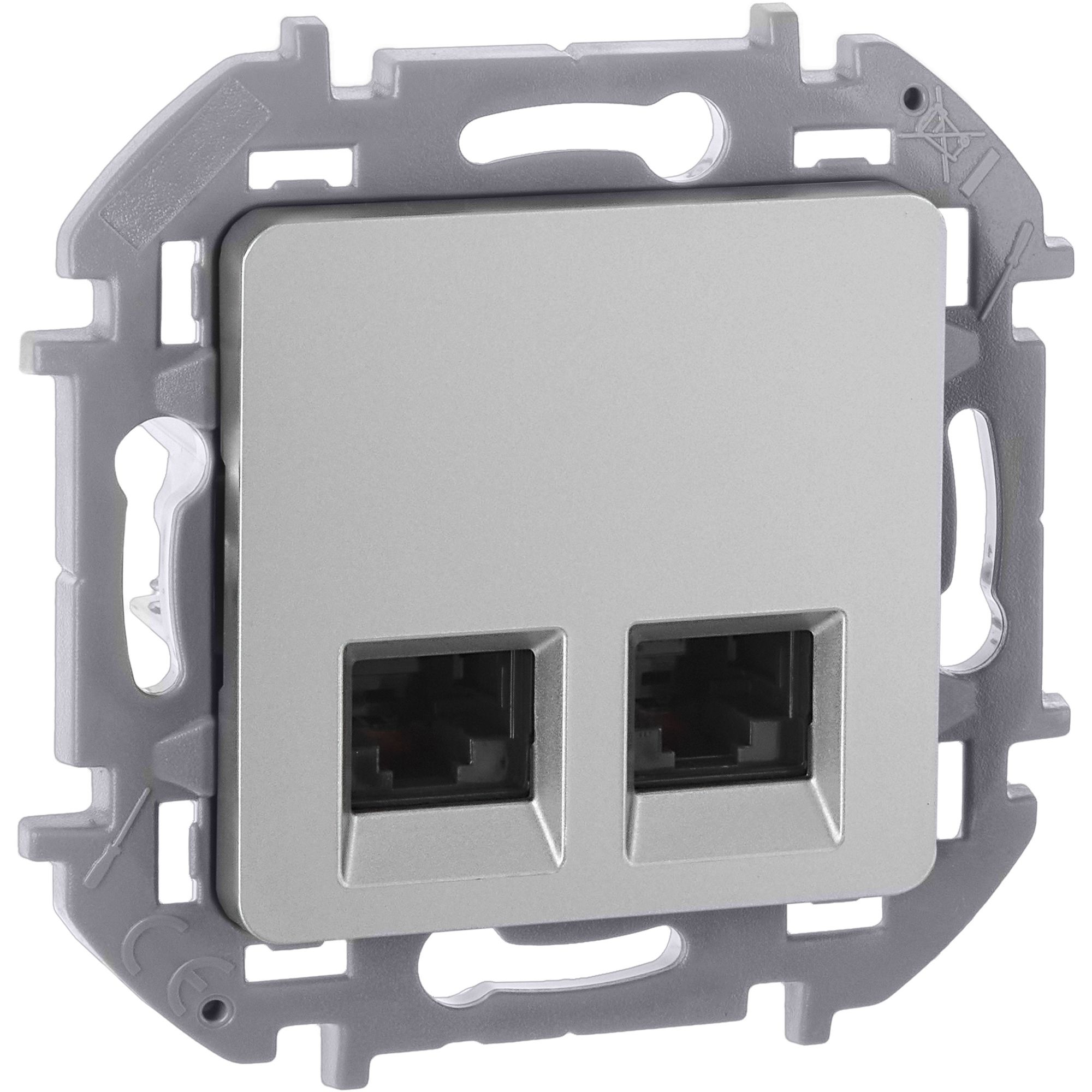 Inspiria розетка компьютерная двойная RJ45, 6 UTP, скрытой установки, алюминий (673842)