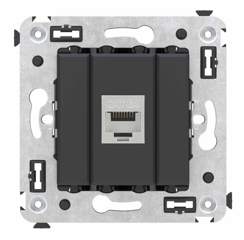 Розетка RJ-45 кат.6A одинарная экранированная Avanti черный матовый (4412773)