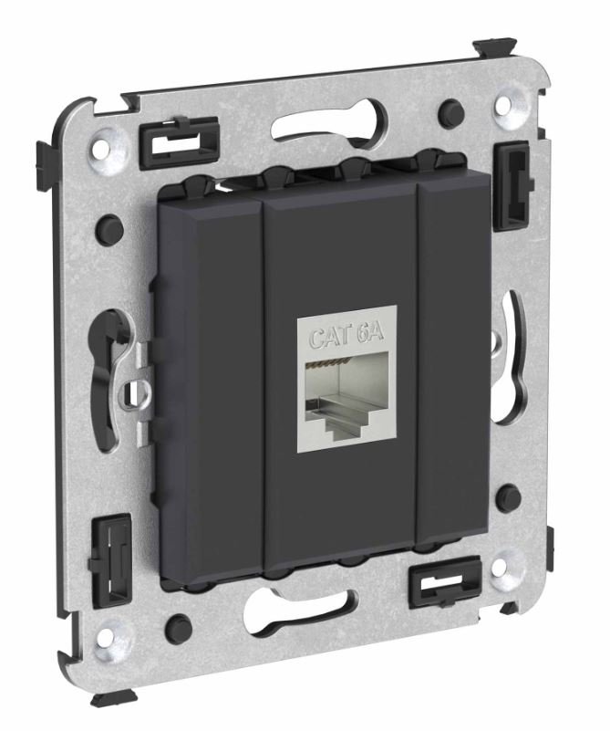Розетка RJ-45 кат.6A одинарная экранированная Avanti черный матовый (4412773)