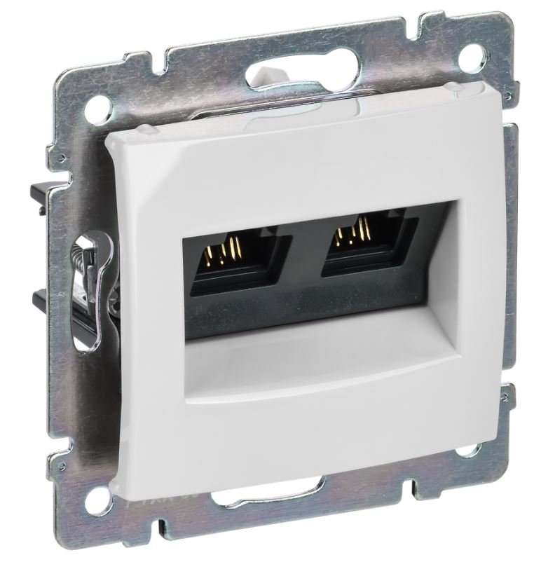 Valena DIY розетка компьютерная 2хRJ45, Cat.5Е UTP, скрытой установки, белый (694292)