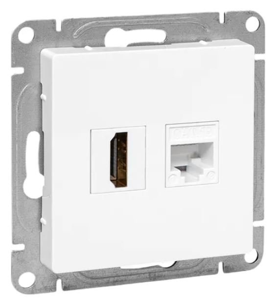 Механизм розетки HDMI+RJ45 (cat5), белый Эпика (UP1-SOW-HDMI+RJ45)