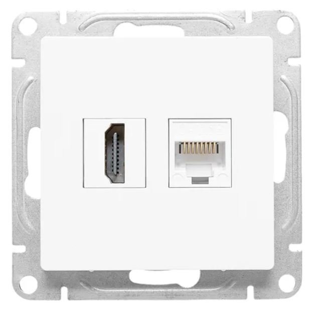 Механизм розетки HDMI+RJ45 (cat5), белый Эпика (UP1-SOW-HDMI+RJ45)