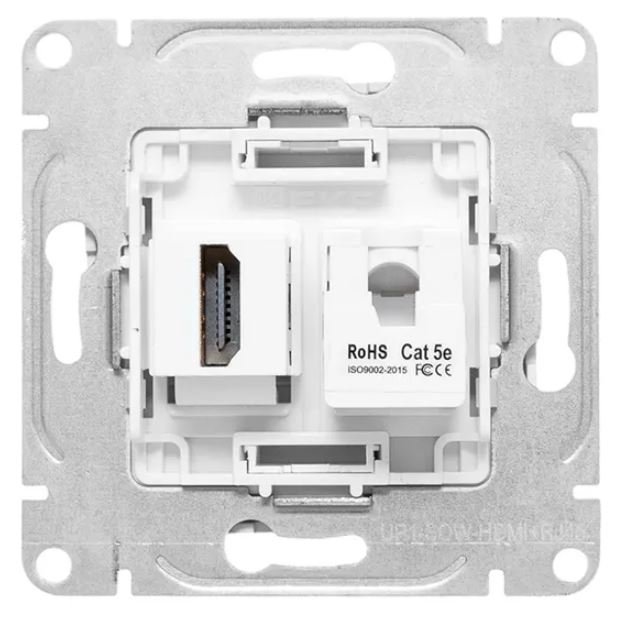 Механизм розетки HDMI+RJ45 (cat5), белый Эпика (UP1-SOW-HDMI+RJ45)