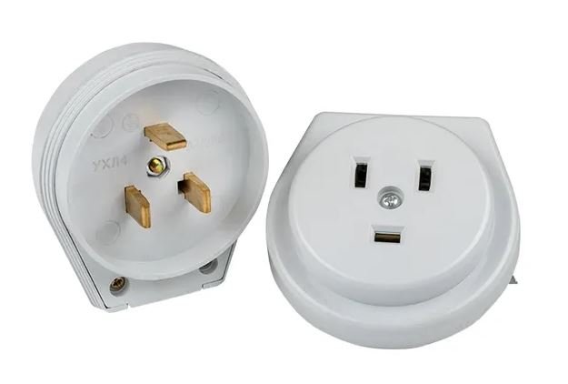 Разъем РШ-ВШ 32А 250В 2P+PE (СУ) пластиковый бел. PROxima (AS-250-H-02)