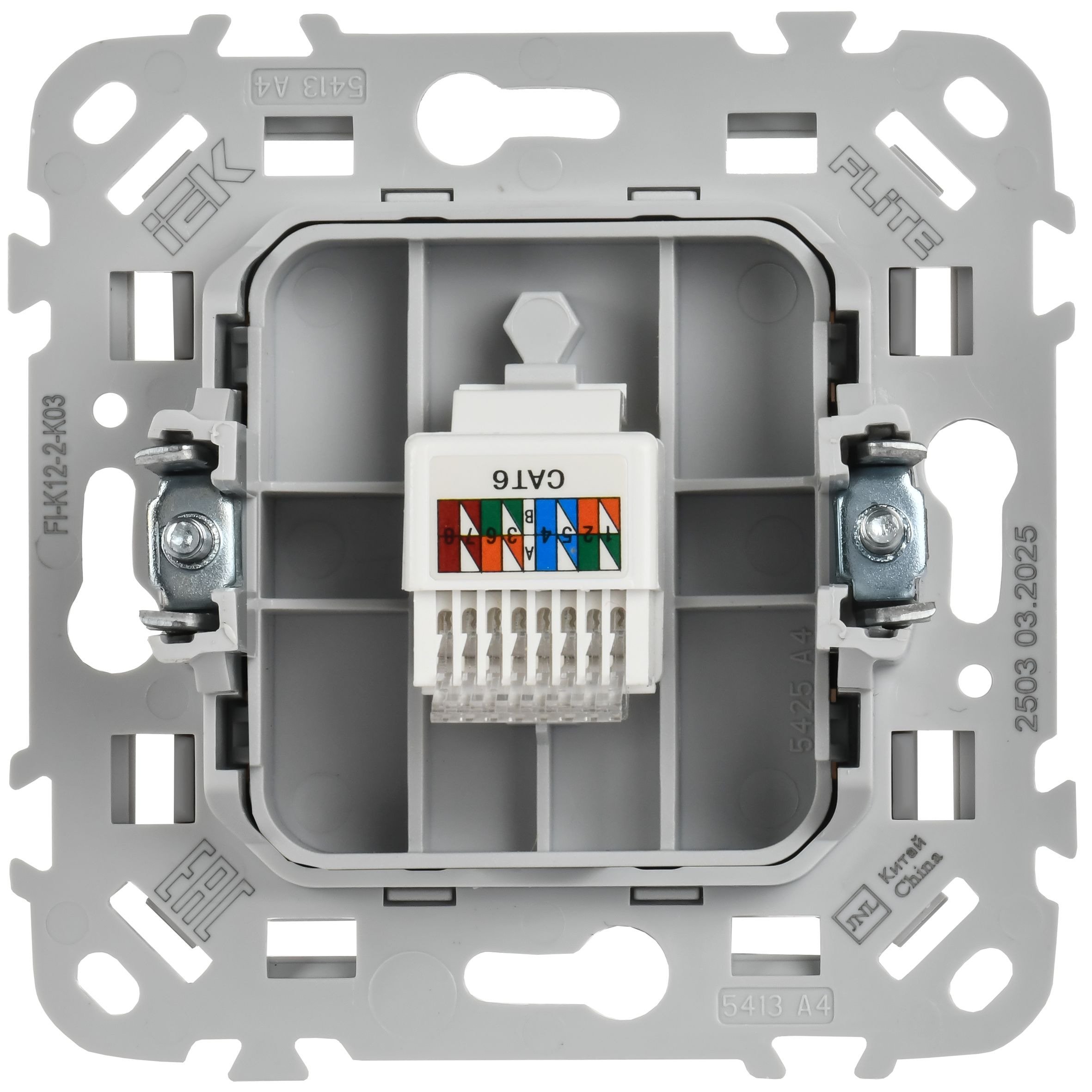 FLITE Розетка компьютерная RJ45 кат 6 UTP РК6-1-0-ФлС скрытой установки серый (FI-K12-2-K03)