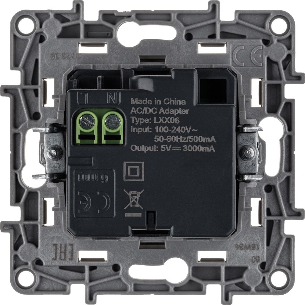 ETIKA розетка USB C+C 15Вт, скрытой установки, слоновая кость (672335)