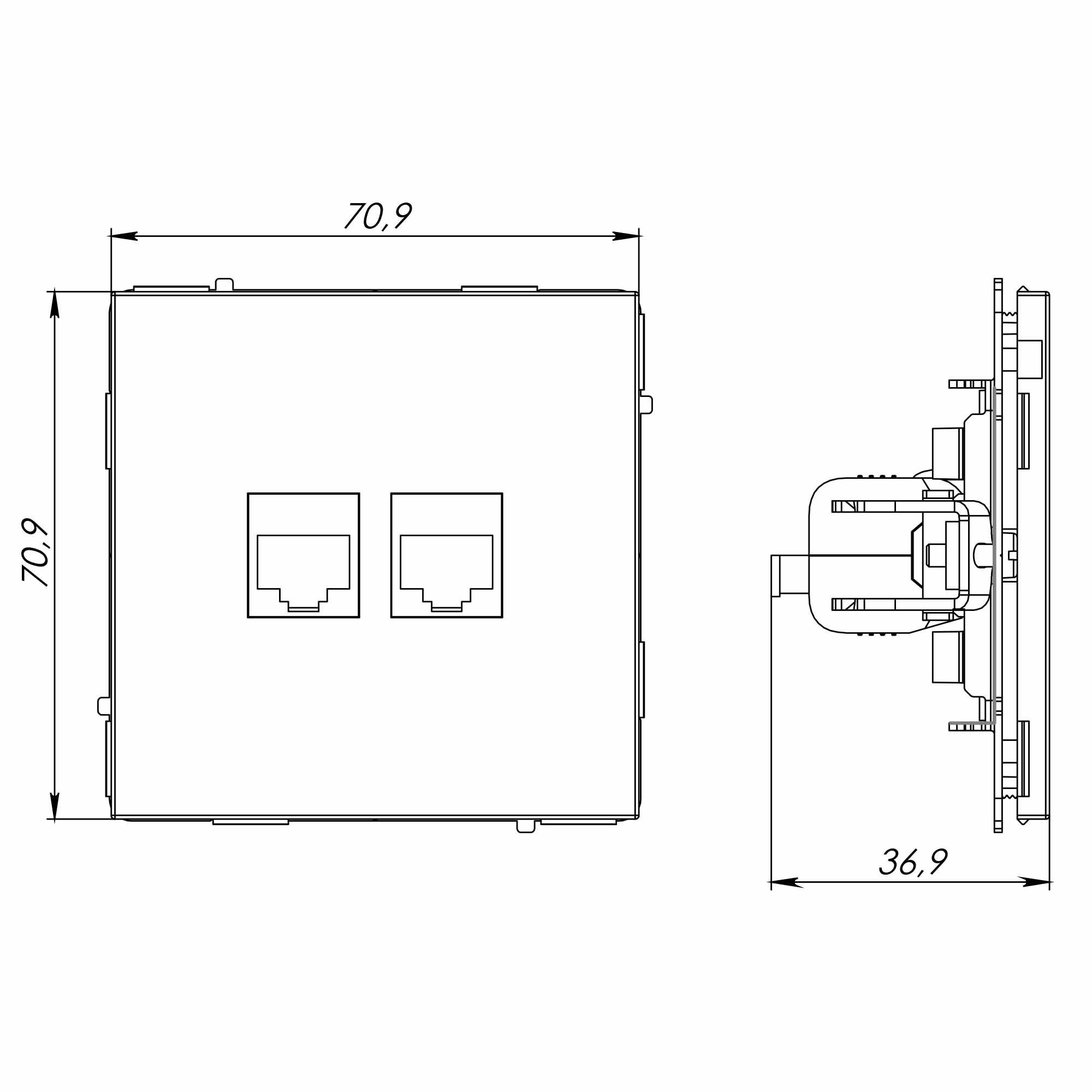 Розетка RJ-45 KANT 6А двойная белая магнолия (7000674)