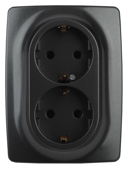 Розетка двойная 12-2106-05 16А IP20 250В 2X2P+E серия 12 антрацит Schuko (Б0031232)