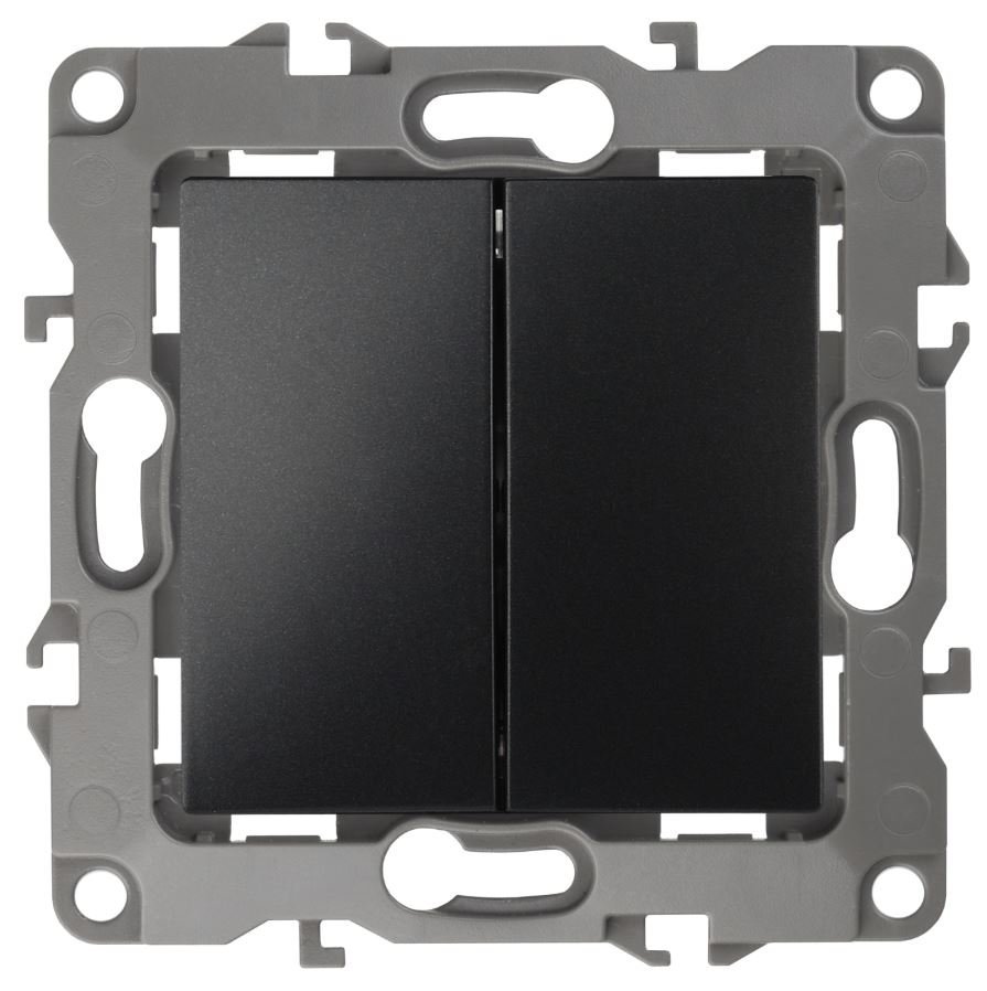 Переключатель двойной IP20 12-1106-05 250В 10АХ антрацит ЭРА (Б0014667)
