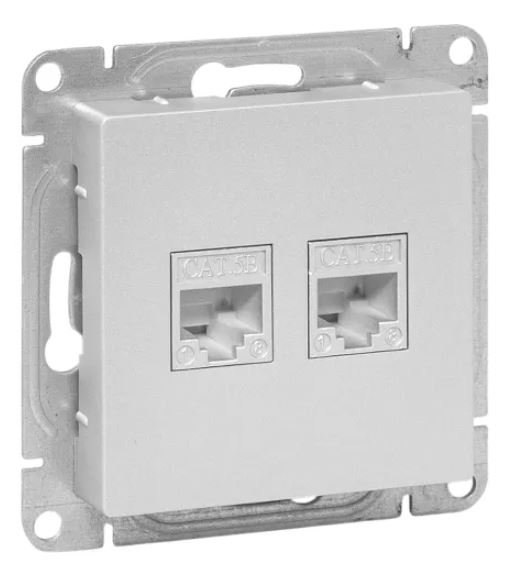 Механизм розетки RJ45 - 2 шт, (cat5), алюминий Эпика (UP1-SOA-2RJ45-5)