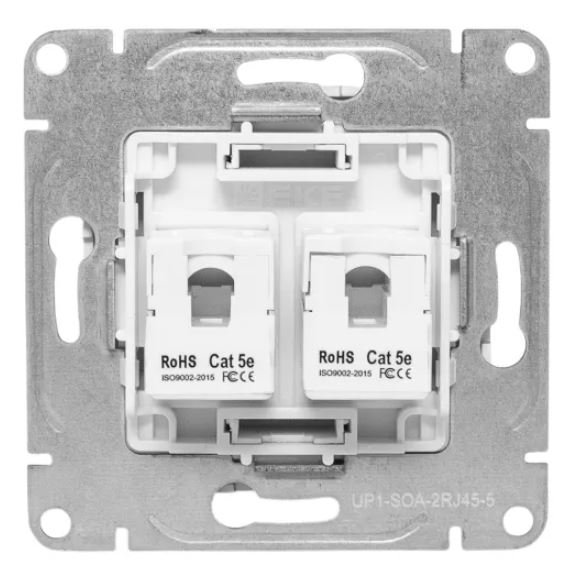 Механизм розетки RJ45 - 2 шт, (cat5), алюминий Эпика (UP1-SOA-2RJ45-5)