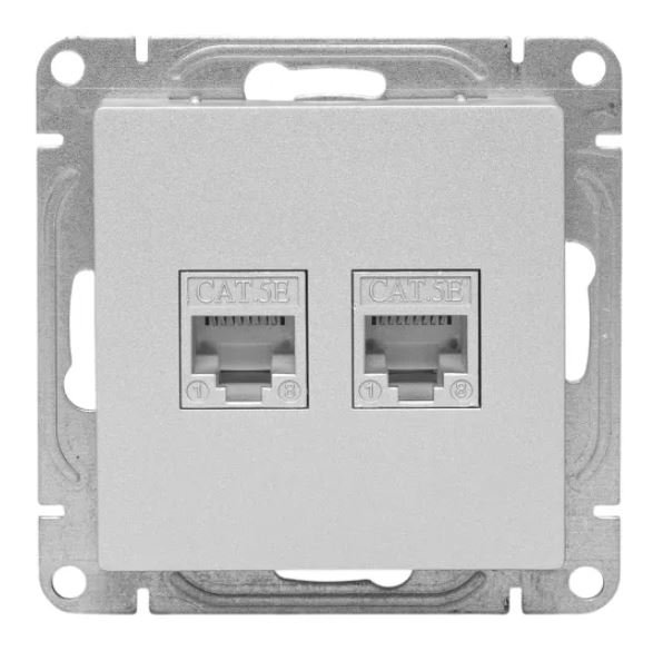Механизм розетки RJ45 - 2 шт, (cat5), алюминий Эпика (UP1-SOA-2RJ45-5)