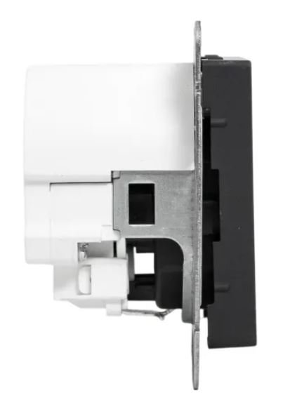 Механизм розетки с USB-C - 2 шт, 16А, с заземлением, со шторками, чёрный Эпика (UP1-SOB-111-2USBC)