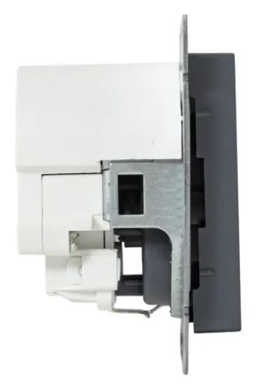 Механизм розетки с USB-C - 2 шт, 16А, с заземлением, со шторками, графит Эпика (UP1-SOG-111-2USBC)