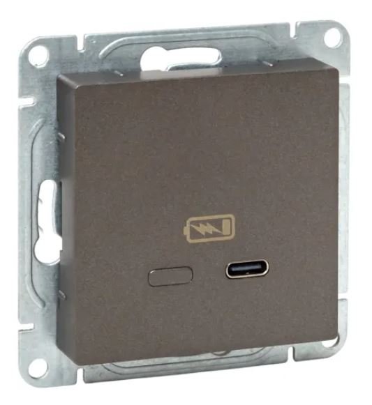 Механизм розетки USB-С, быстрая, мокко Эпика (UP1-SOM-USBCF)