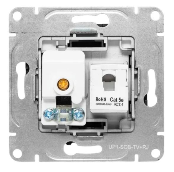 Механизм розетки TV+RJ45 (cat5), чёрный Эпика (UP1-SOB-TV+RJ)